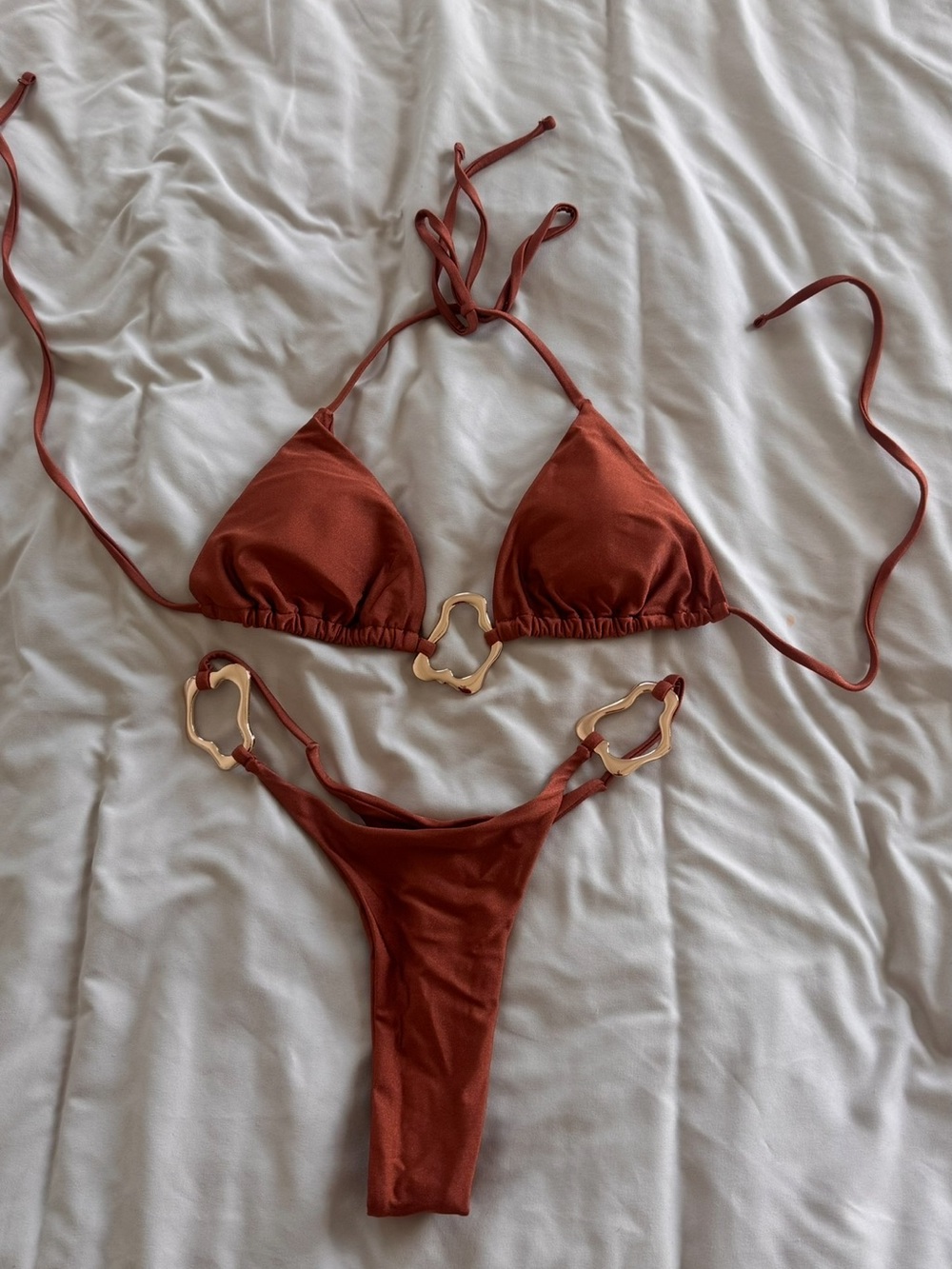 Women’s Triangle Bikini Set in Rust